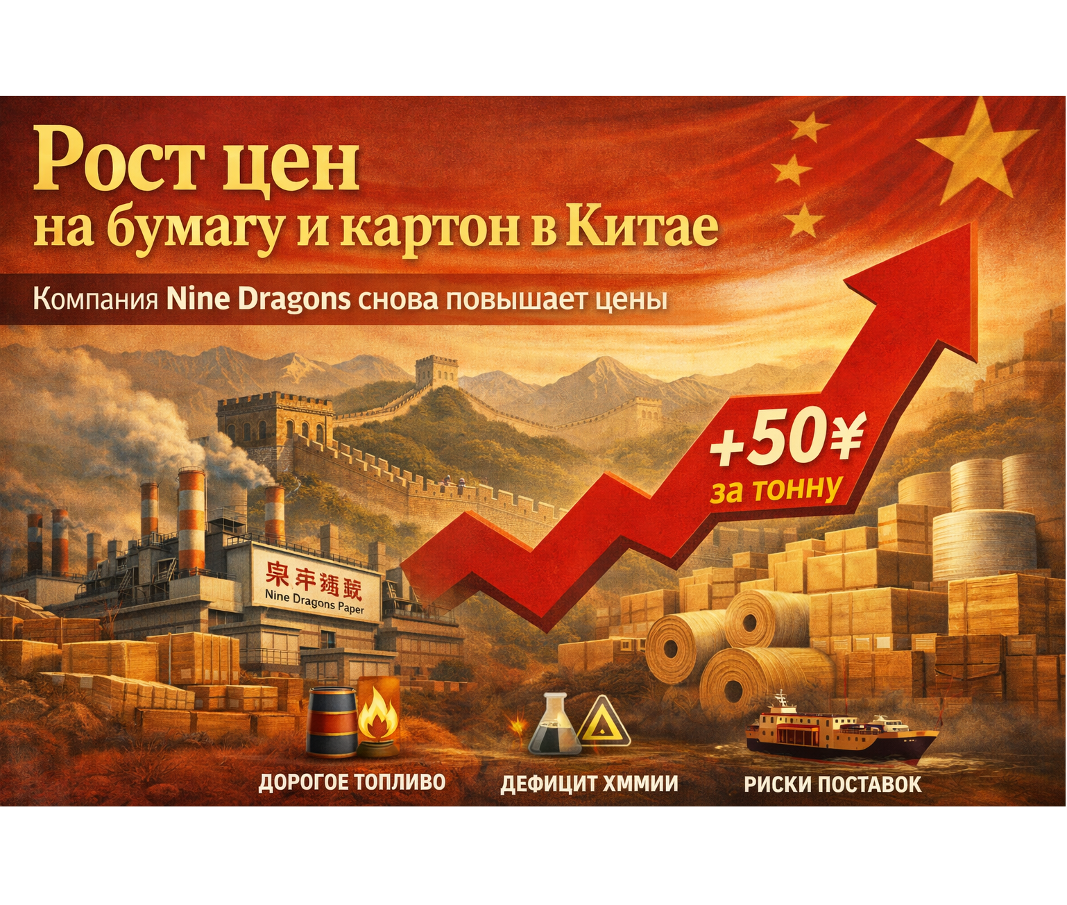 В Китае продолжается повышение цен на бумагу и картон